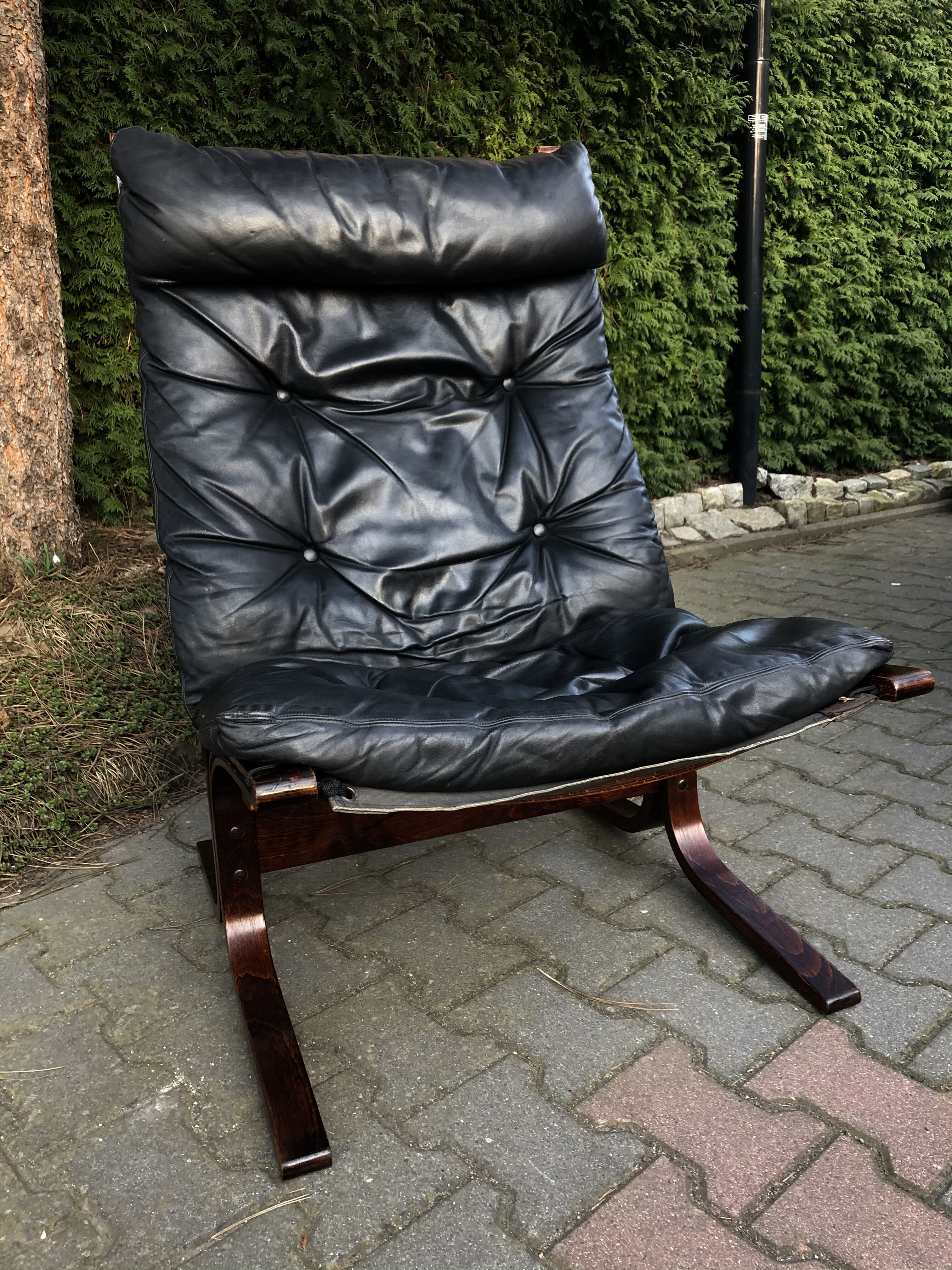 Vintage leather Siesta armchair by Ingmar Relling for Westnofa, 1960s