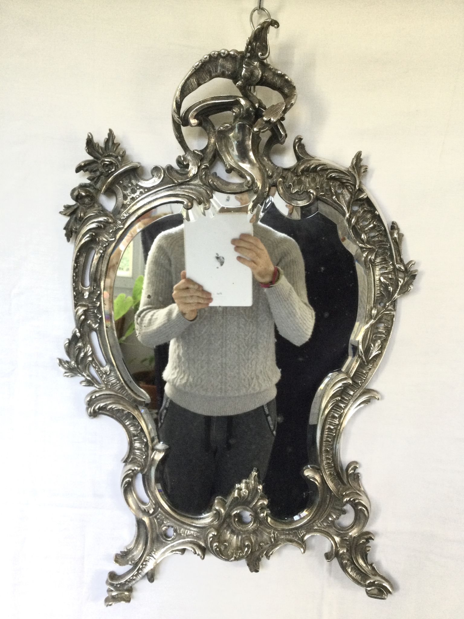 Nineteenth century mirror in silver bronze