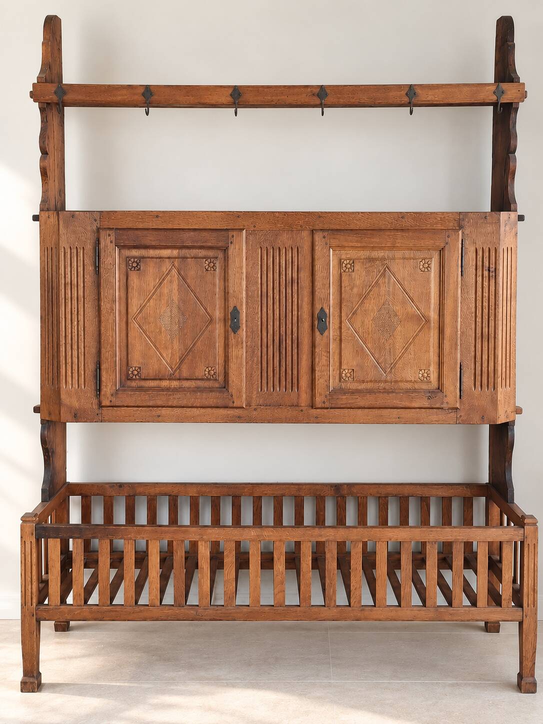 Two-body sideboard in solid oak – unique piece by a cabinetmaker – 1960s