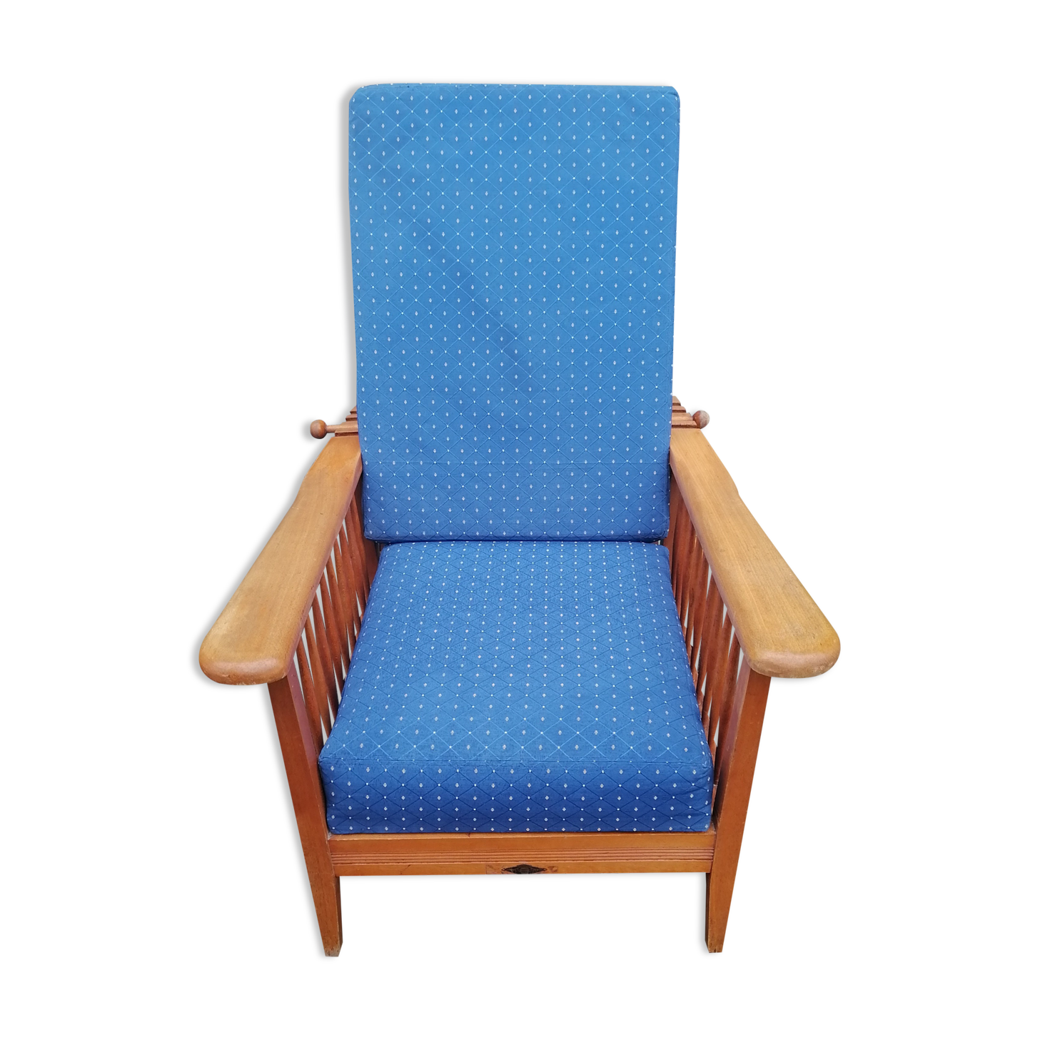 Old morris armchair marked potacol wood teak 1960 vintage