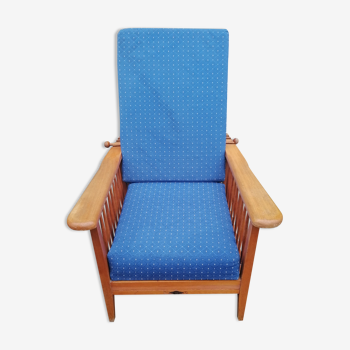 Ancien fauteuil Morris marqué potacol bois teck 1960 vintage