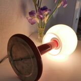 Mushroom lamp in lacquered steel and opaline, bubble gum, space age, 1970