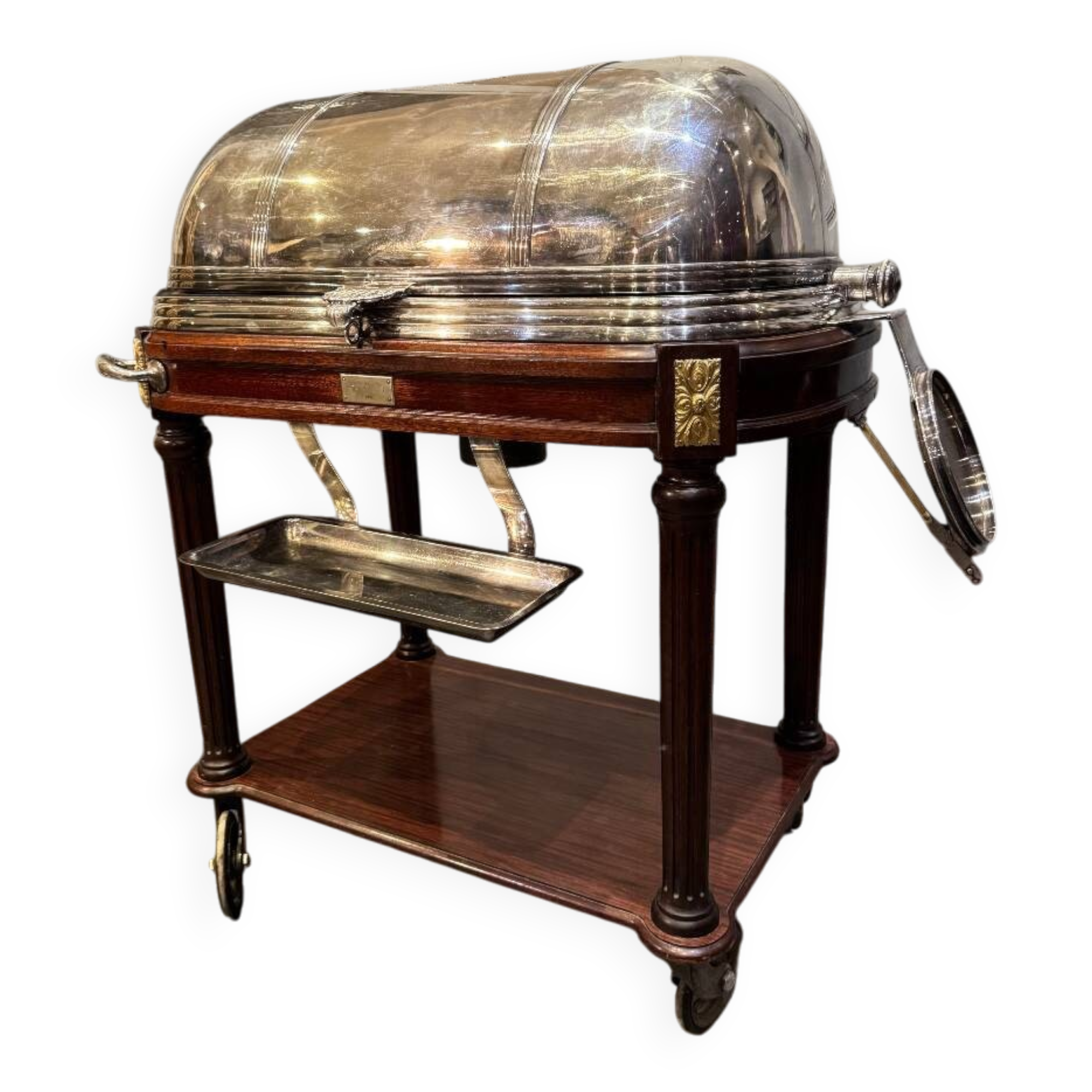 Silver-plated metal cutting trolley in the Louis XVI style