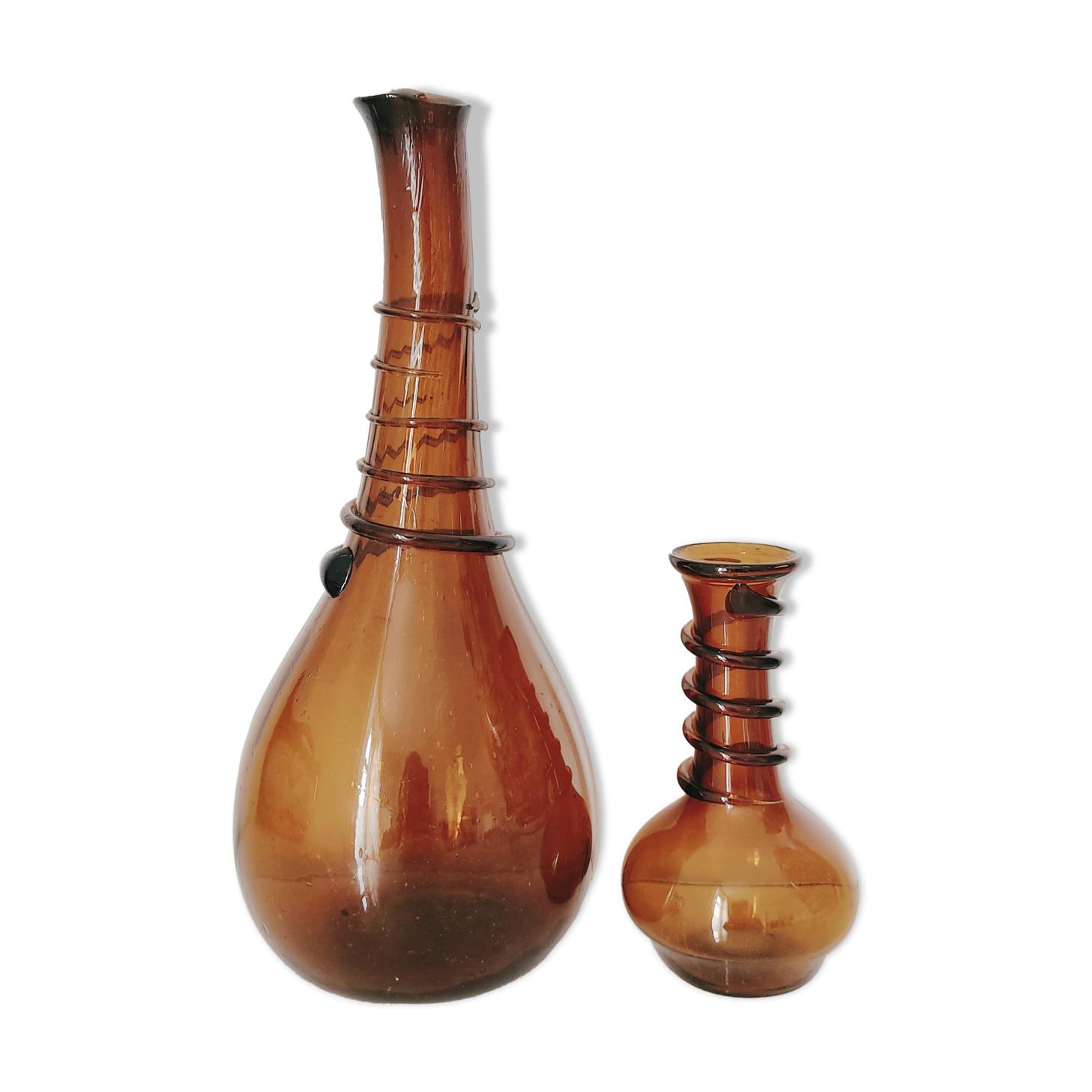 Murano, set of two brown blown glass vases