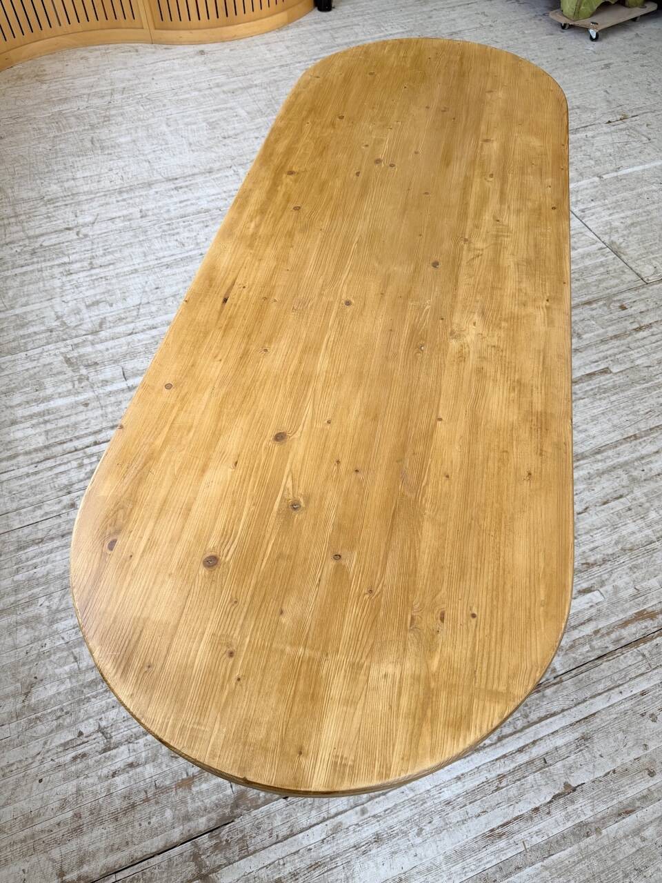 Brutalist pine oval table