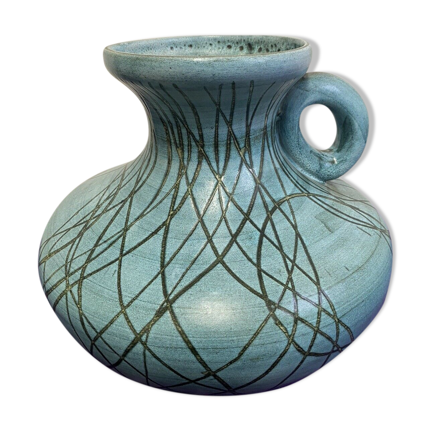 Vintage handle vase blue jeans Austruy Despinasse