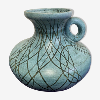 Vase à anses vintage bleu jean Austruy Despinasse