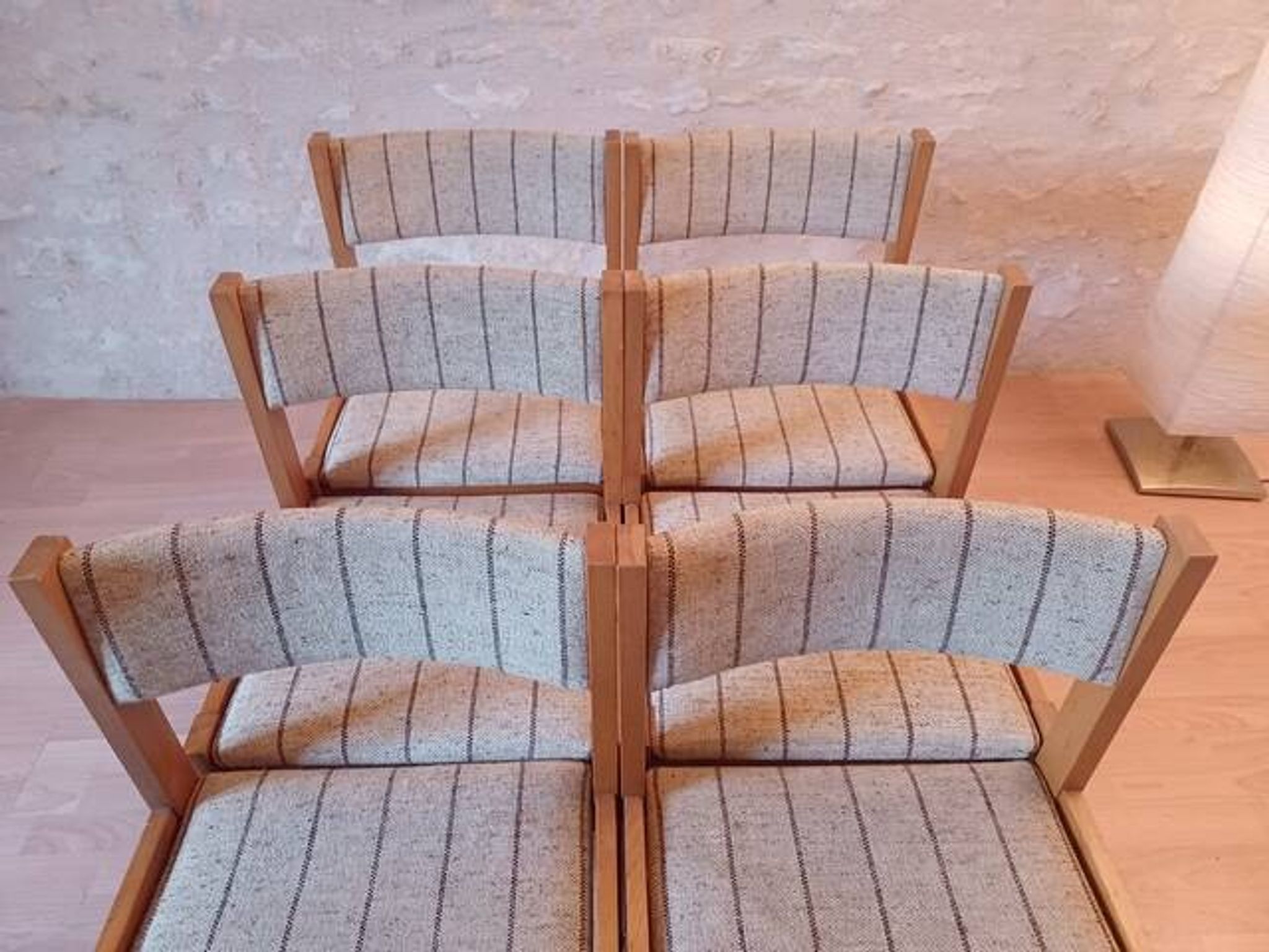 6 Danish Farstrup vintage chairs from the 1960s in solid beech.