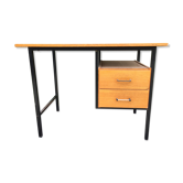 Vintage modernist office in oak and metal tubular base