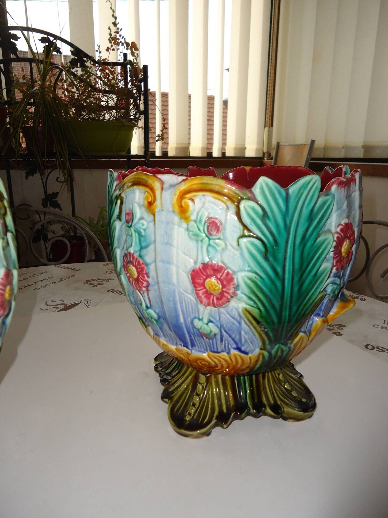 Pair of antique ceramic pot covers