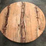 Monumental Artisan-Crafted Mixed Wood Round Coffee Table