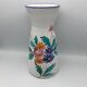 Vintage ceramic vase signed with polychrome flower decoration 25 cm