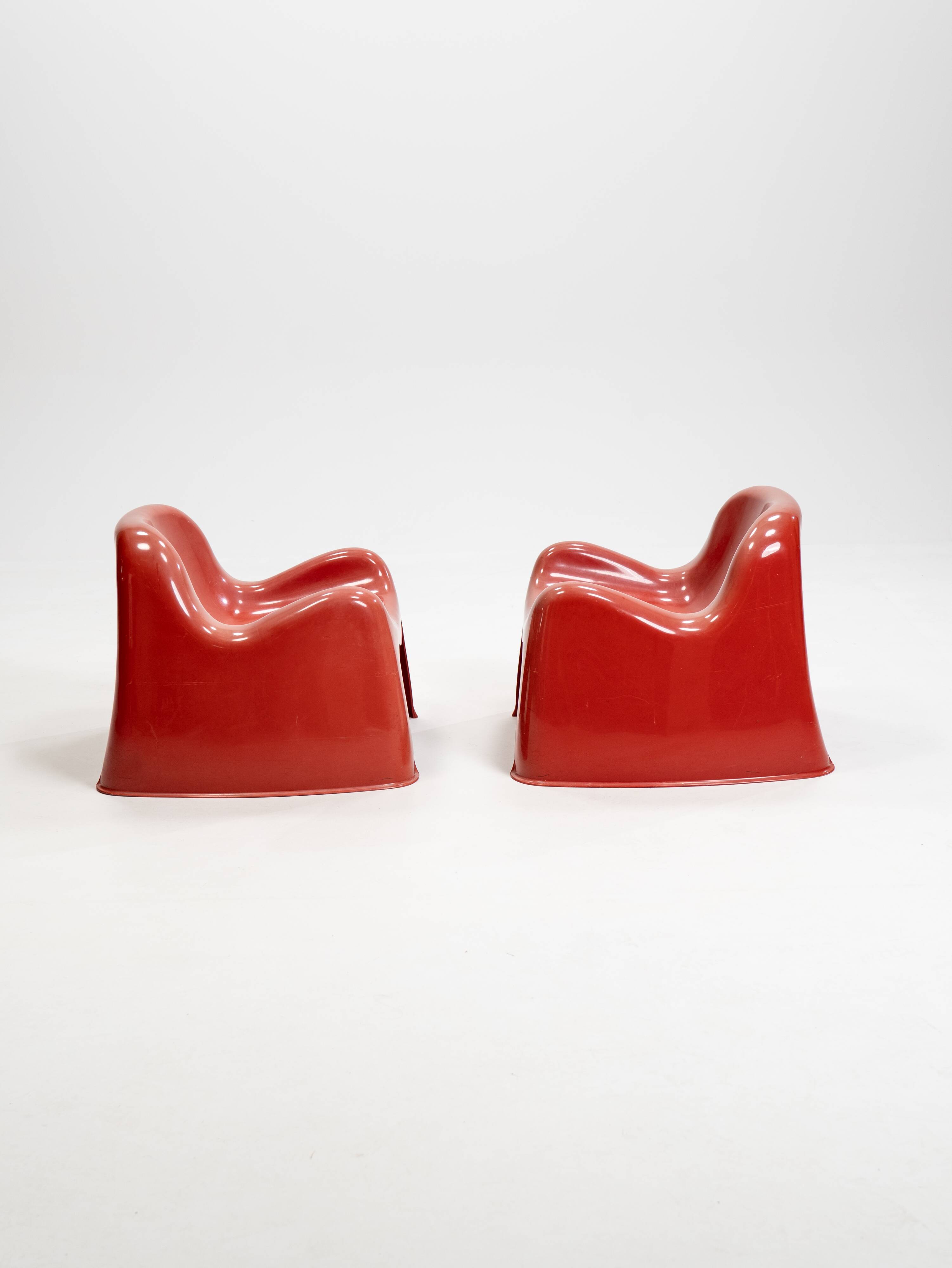 Ensemble de deux fauteuils Toga orange par Sergio Mazza pour Artemide, années 1960