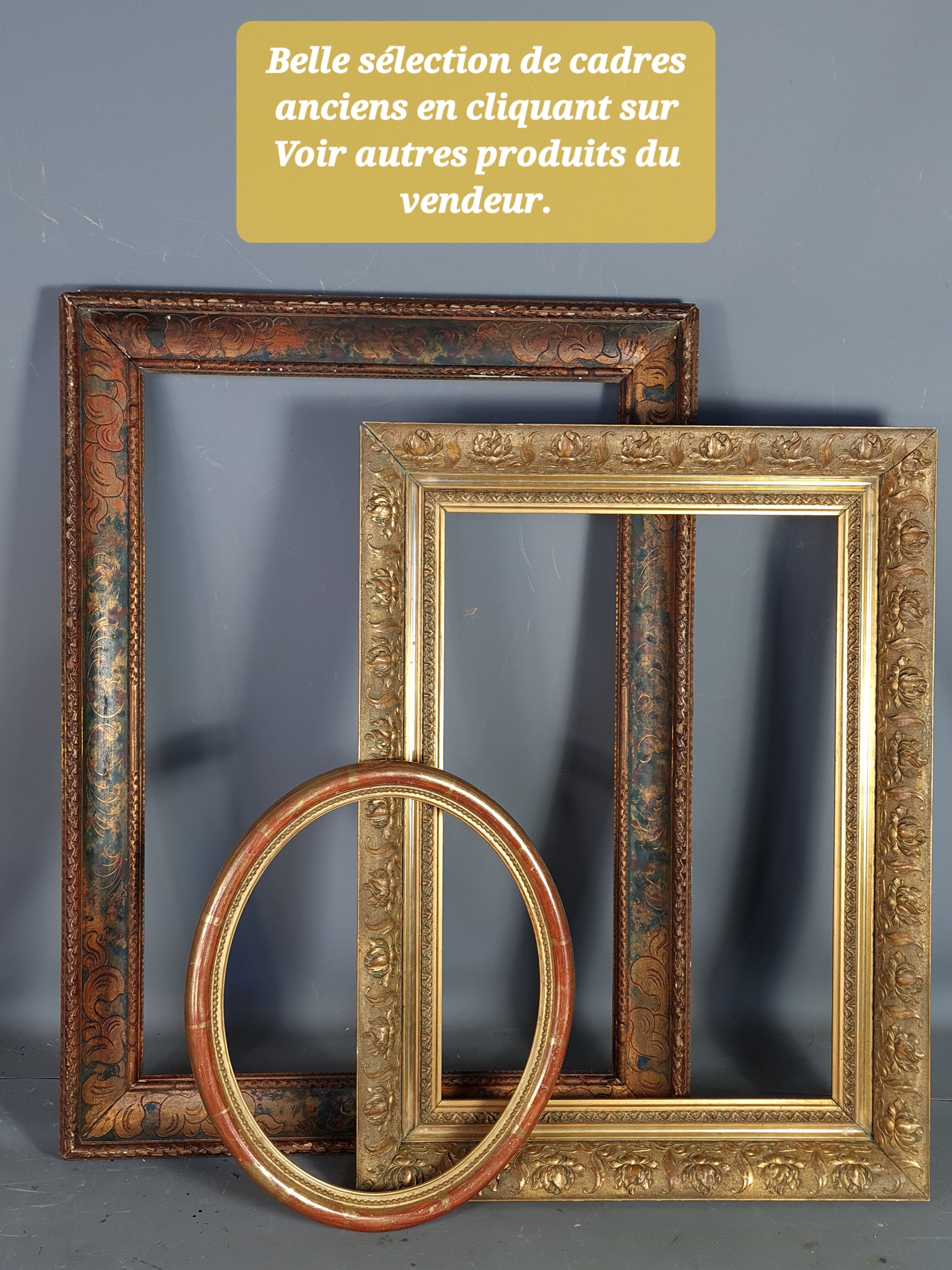 Old frame wood stucco gilded, original 36x22 cm, foliage 32x18 cm