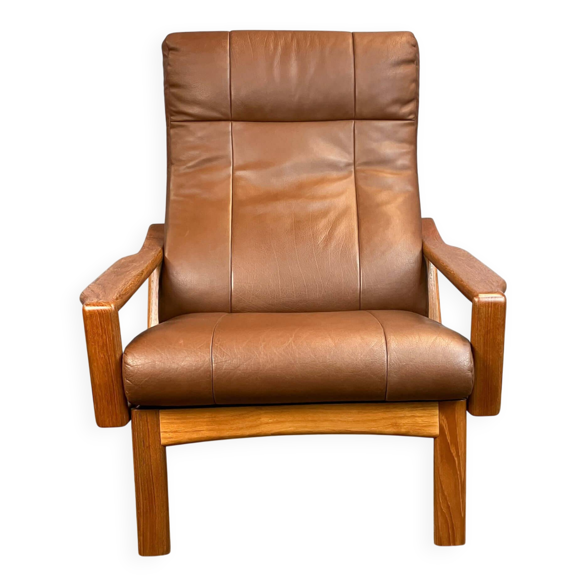 Lounge chair by Grete Jalk for Glostrup, teak and leather, 1960s