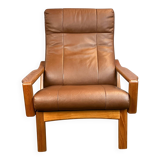 Lounge chair by Grete Jalk for Glostrup, teak and leather, 1960s