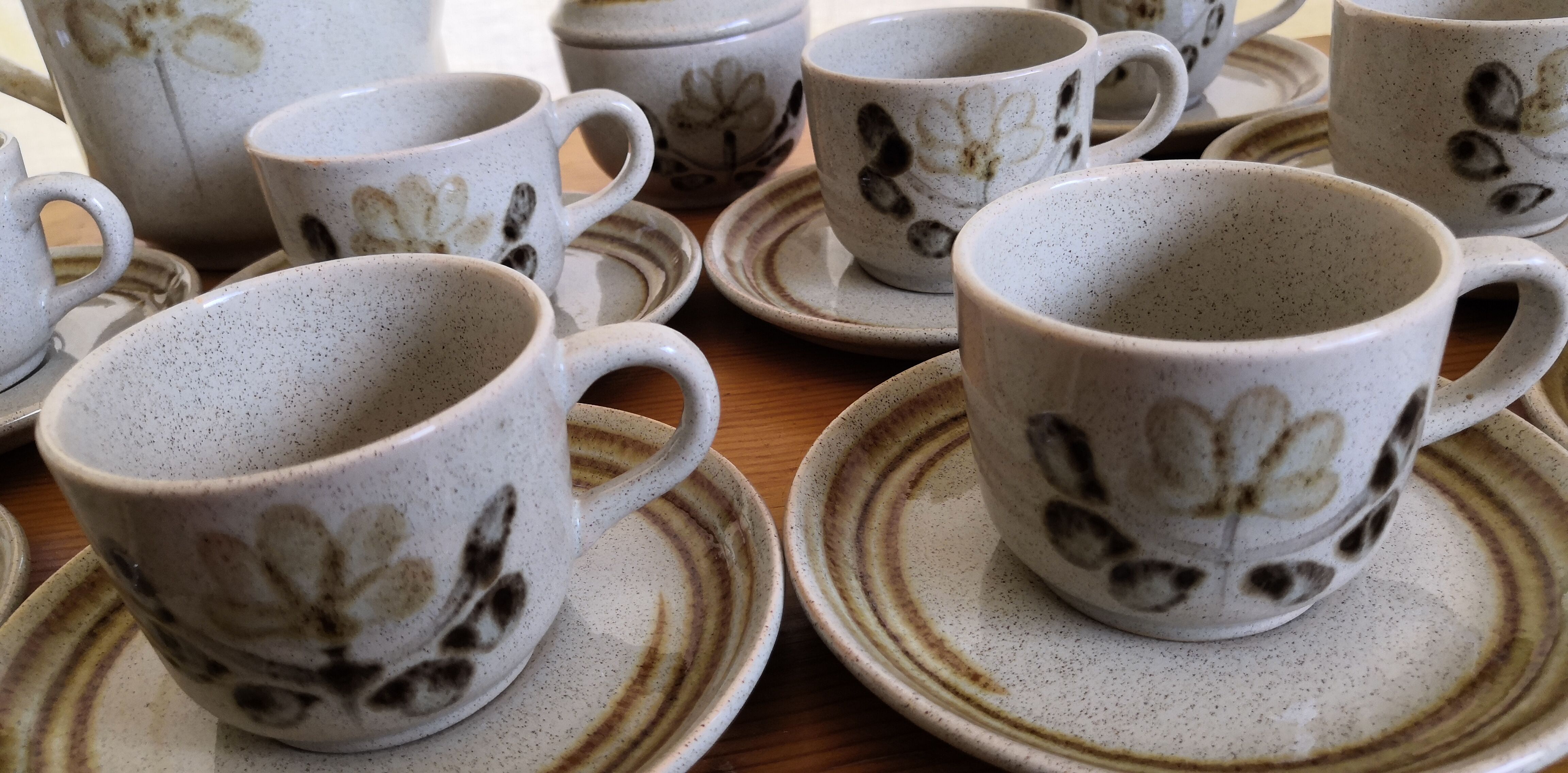 Service à café grès "Atelier d'art de Lorraine" Sarreguemines vintage