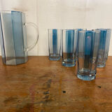 OCTIME Octagonal Orangeade Carafe with Molded Glass and 6 Wine Glasses