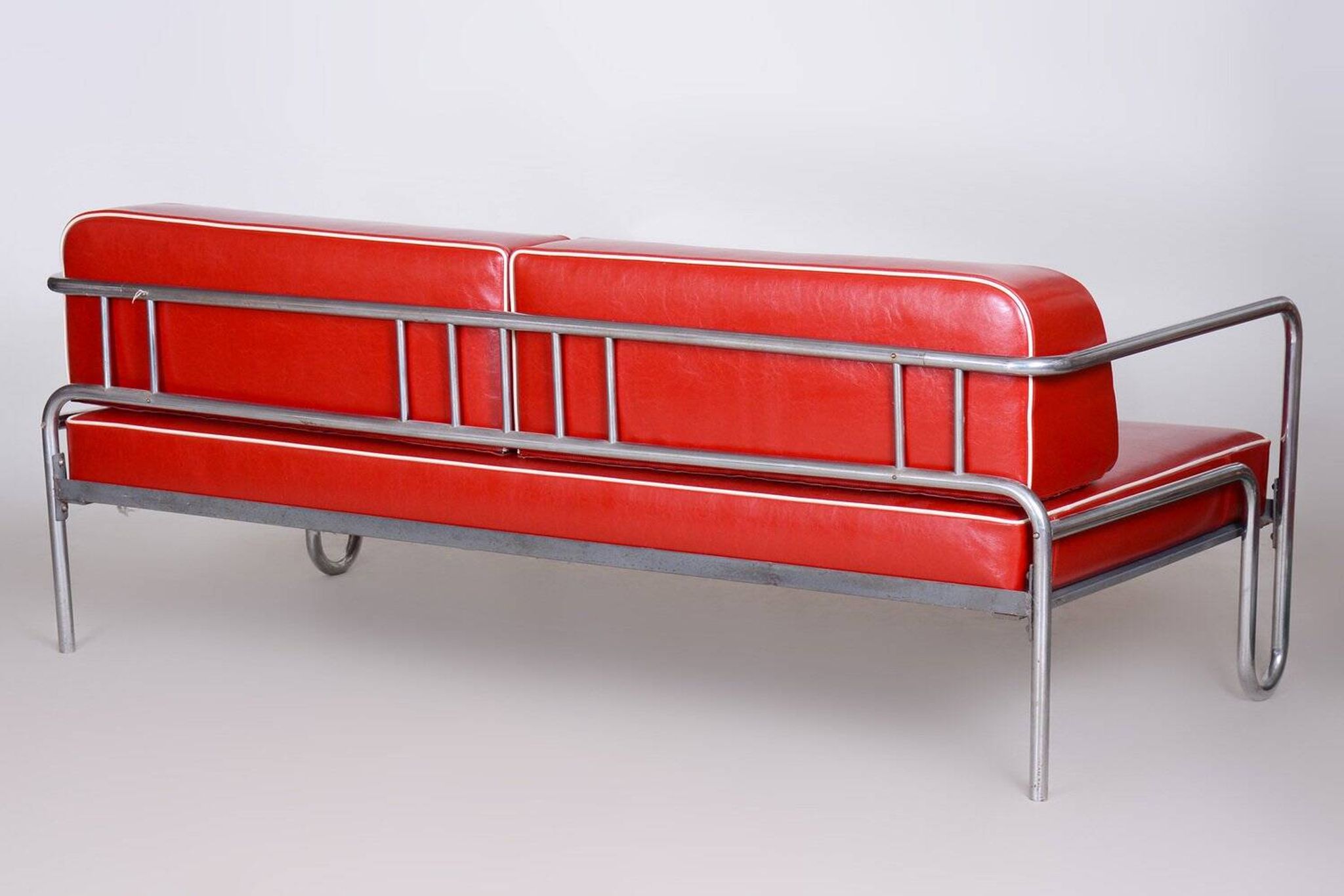 Bauhaus Sofa in Leather & Tubular Steel, 1930s