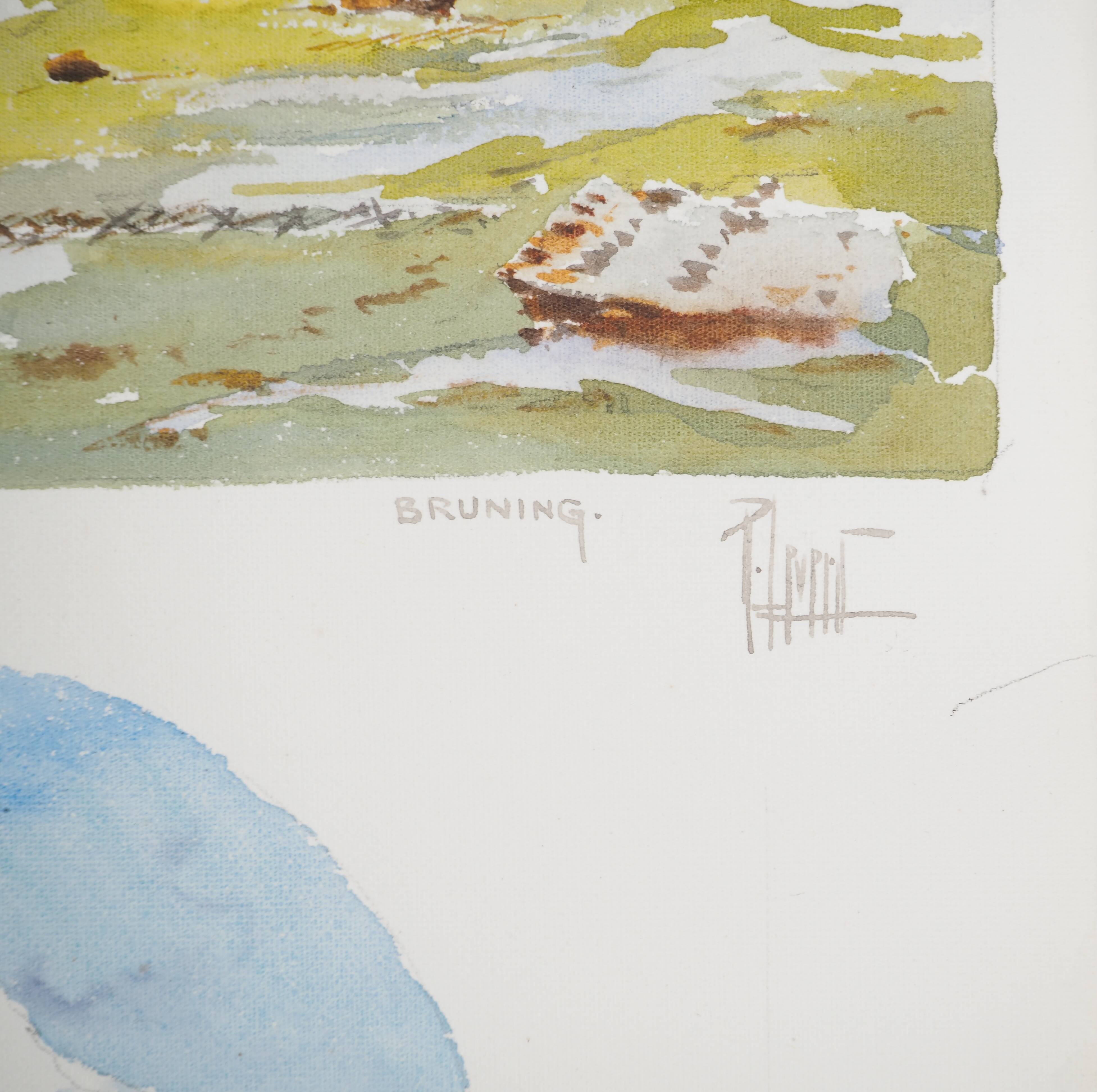 René LEVERD: Switzerland, Brüning Pass, Original signed watercolor