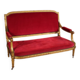 Antique French red velvet sofa from the 19th century