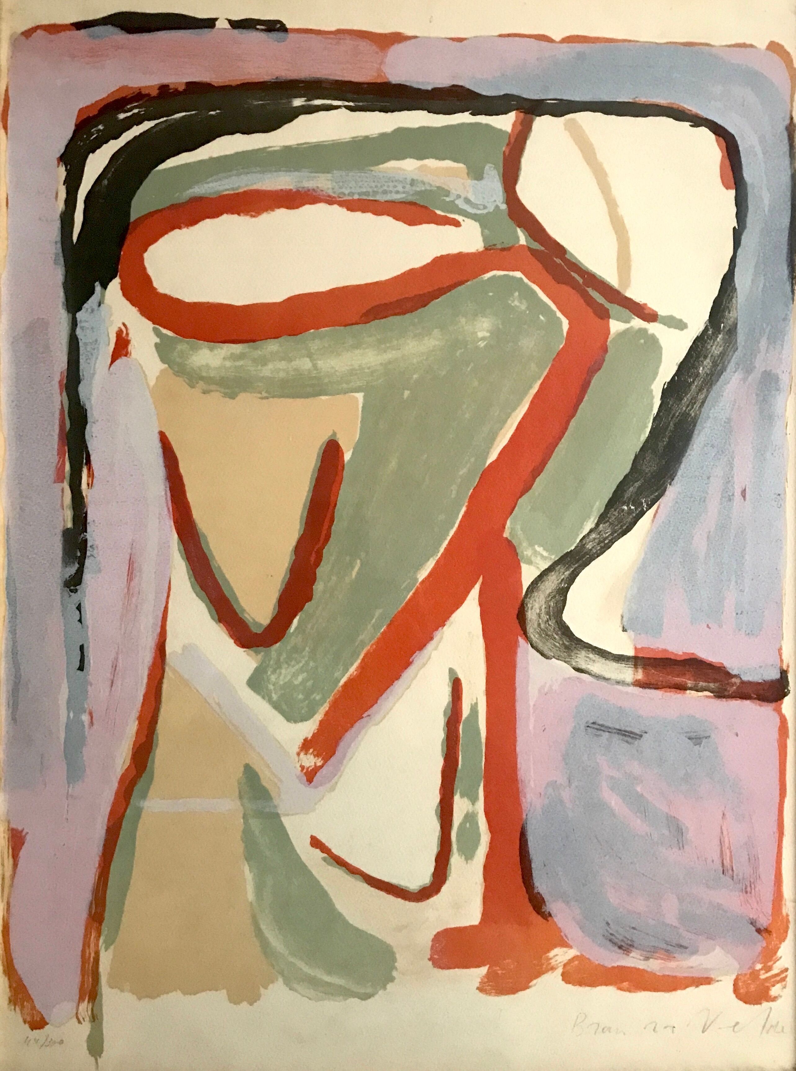 Original lithograph signed and numbered by Bram VAN VELDE, Red Course - MP 041, 1968