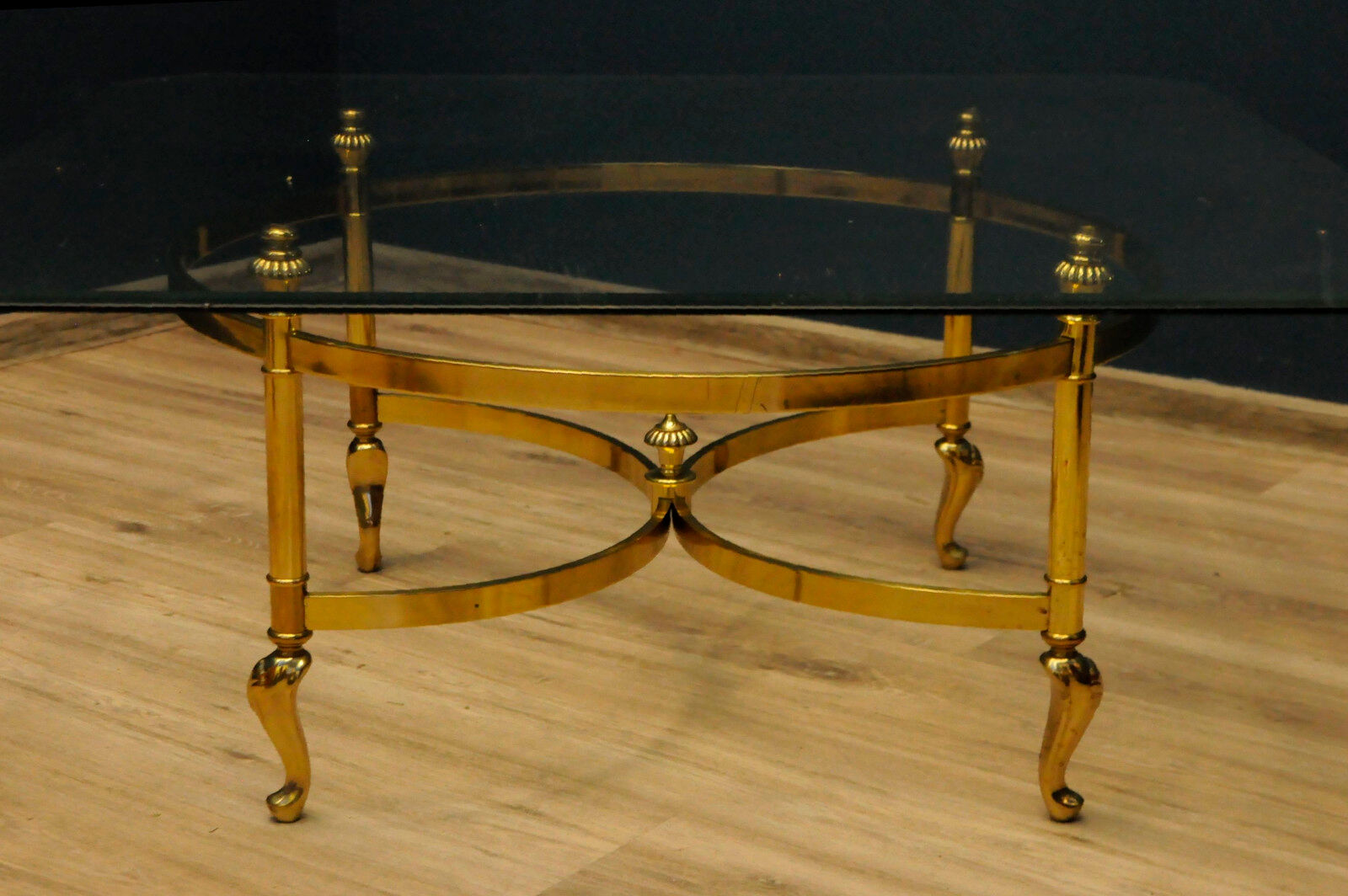 Glass coffee table and gilding Hollywood Regency