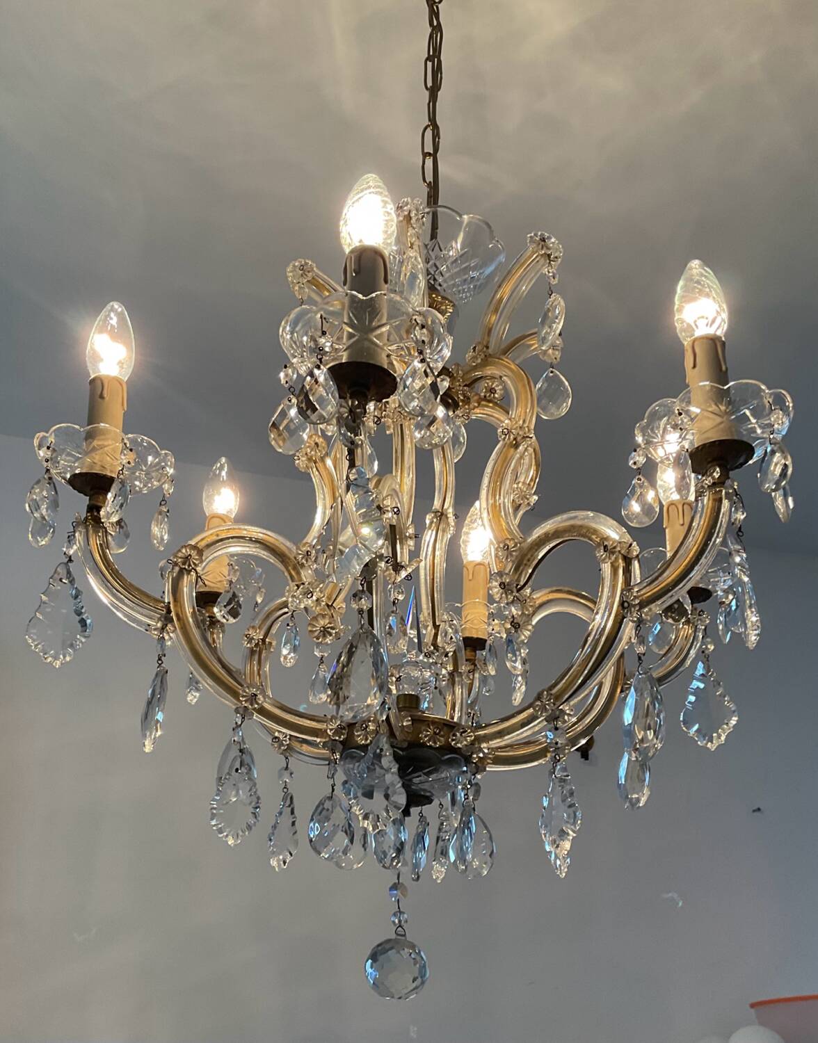 Old Venetian chandelier in crystal and bronze