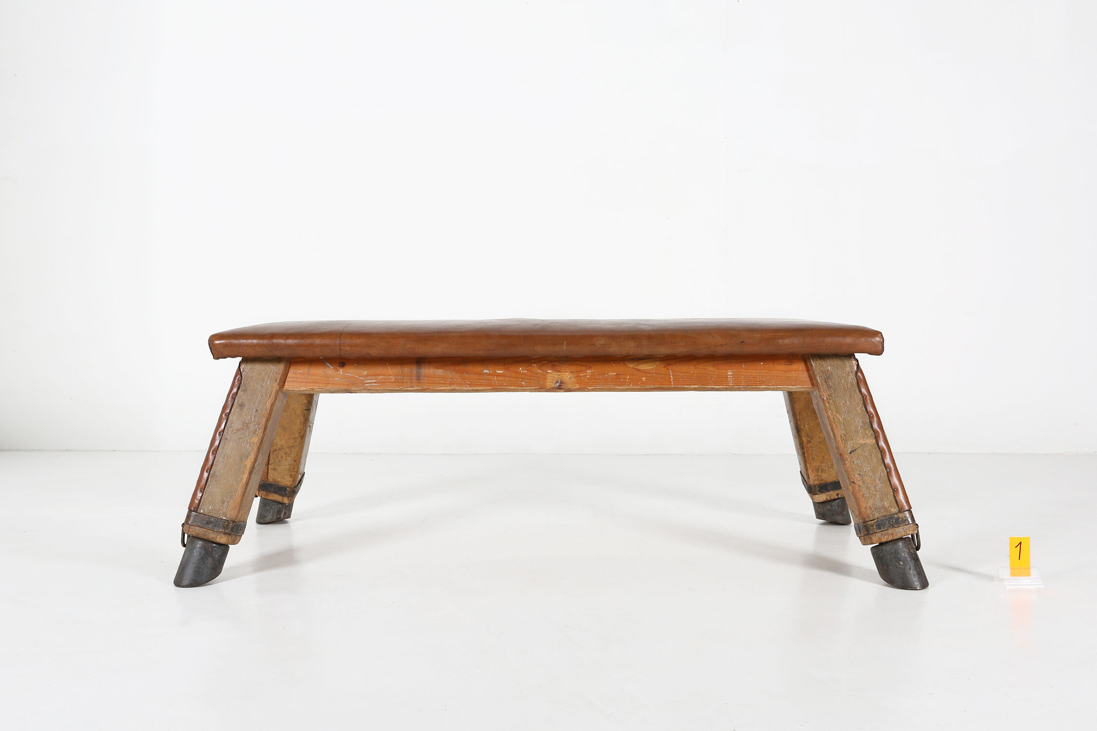 Industrial leather bench ca.1920