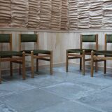 Vintage pine & velvet chairs