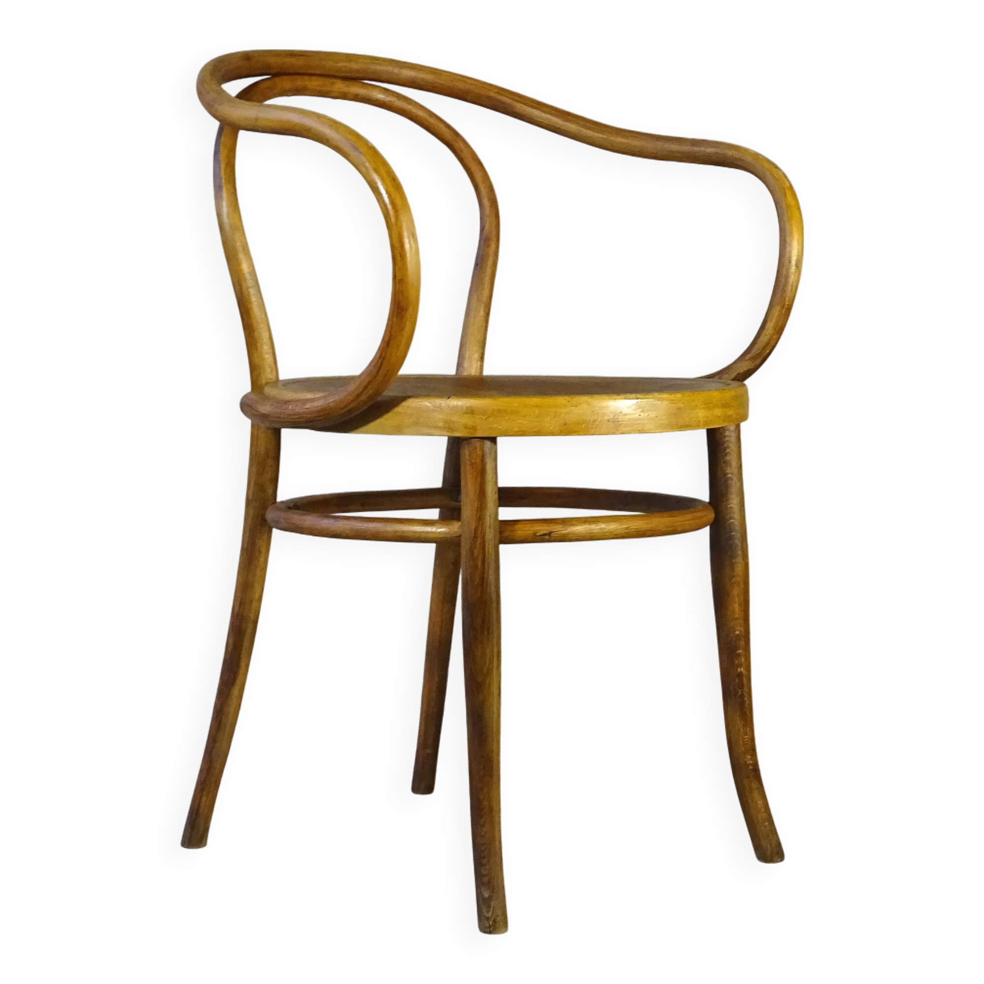 Le Corbusier b9 blond armchair, by Kohn, wooden seat 1915