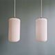 Pair of ribbed white opaline pendants, Philips, 1960s