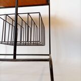 Table porte-vinyles en métal noir, Italie 1960