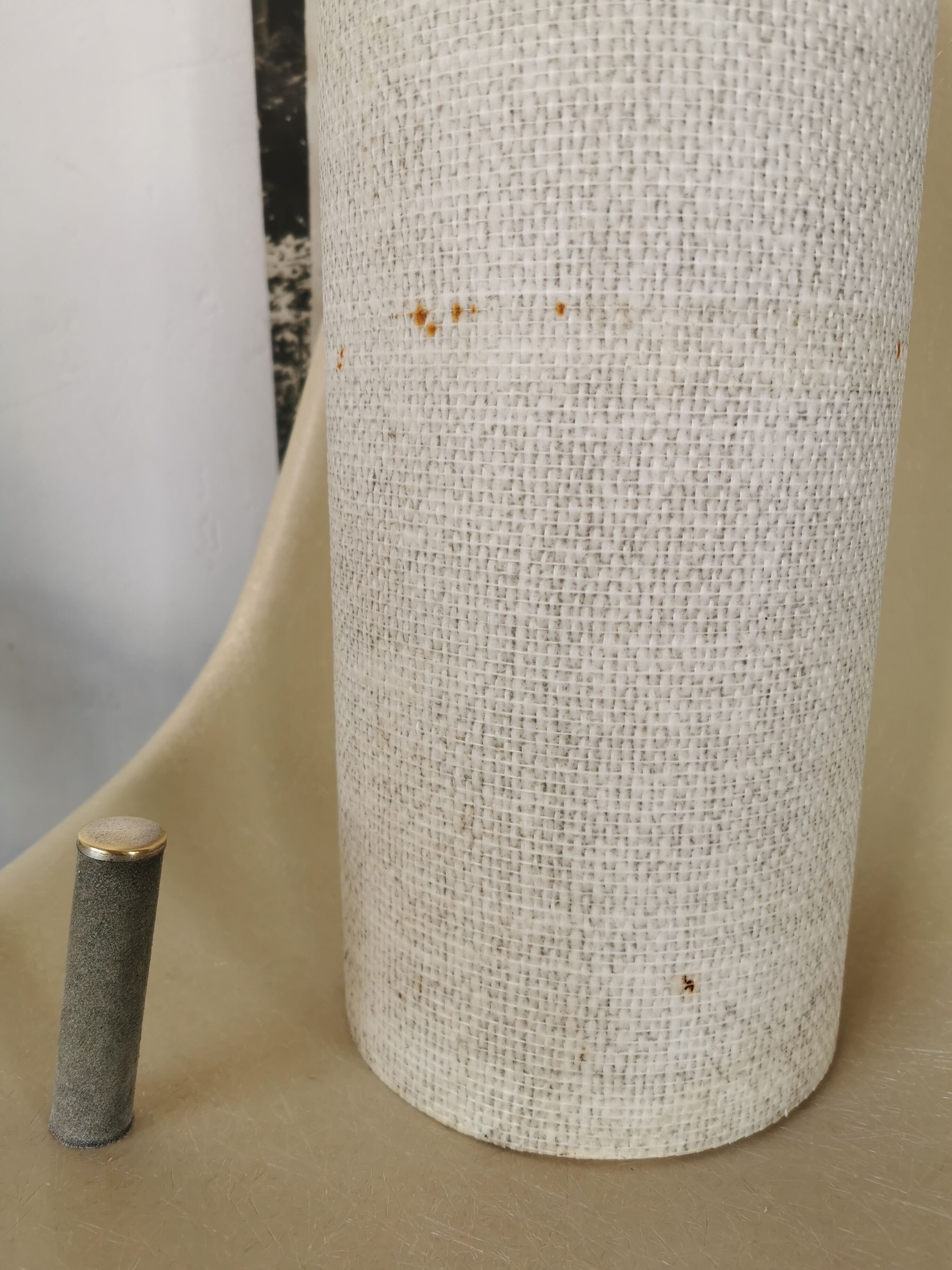 Floor lamp seventies totem, chrome and suede