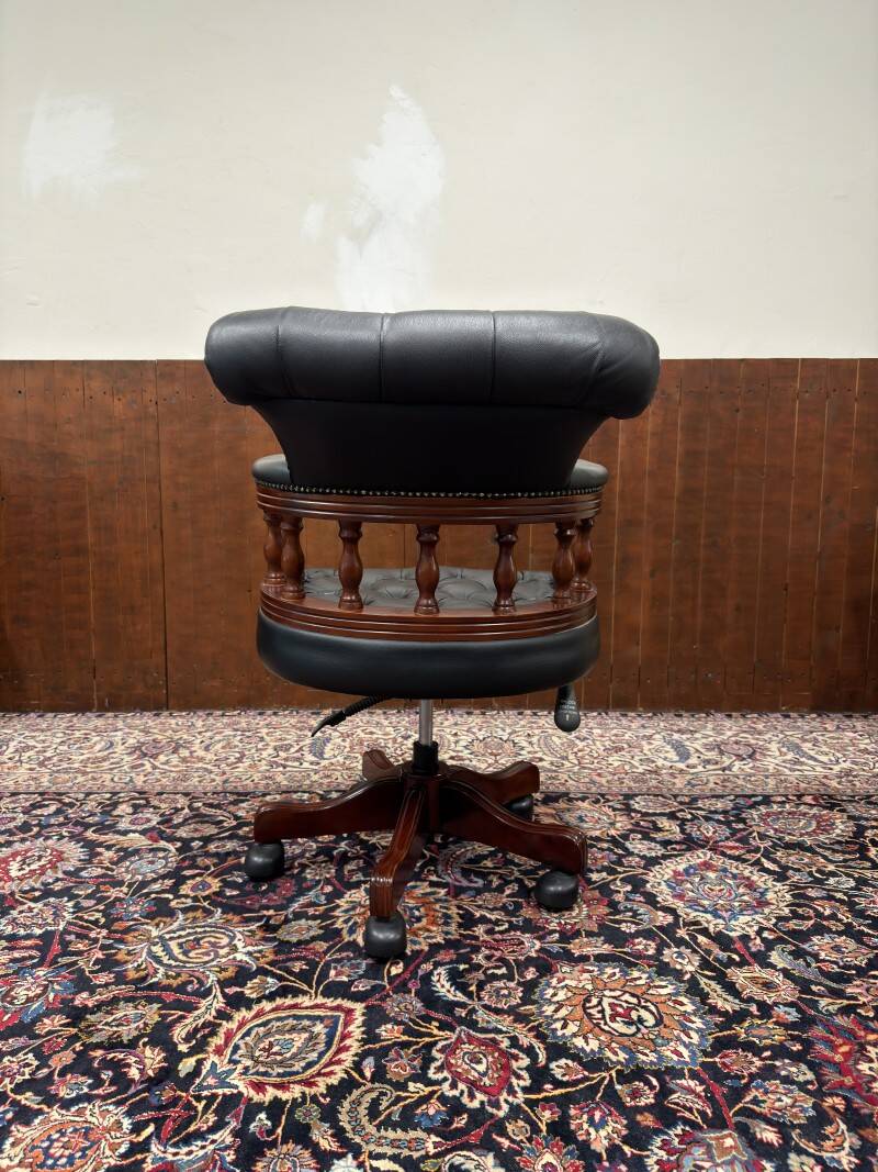 English Chesterfield Captain Chair Black