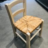 Straw seated wooden chair