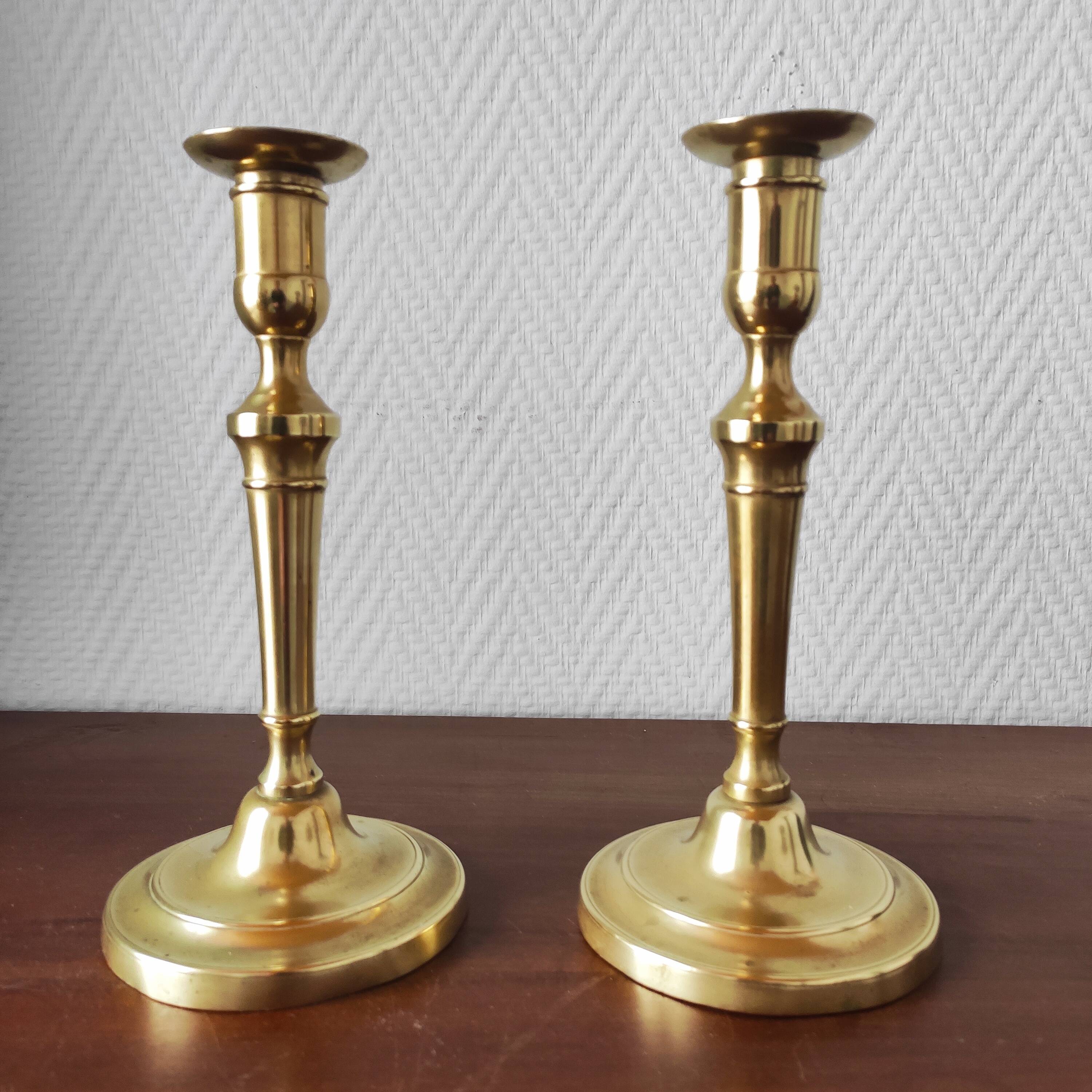 Pair of vintage solid brass candlesticks
