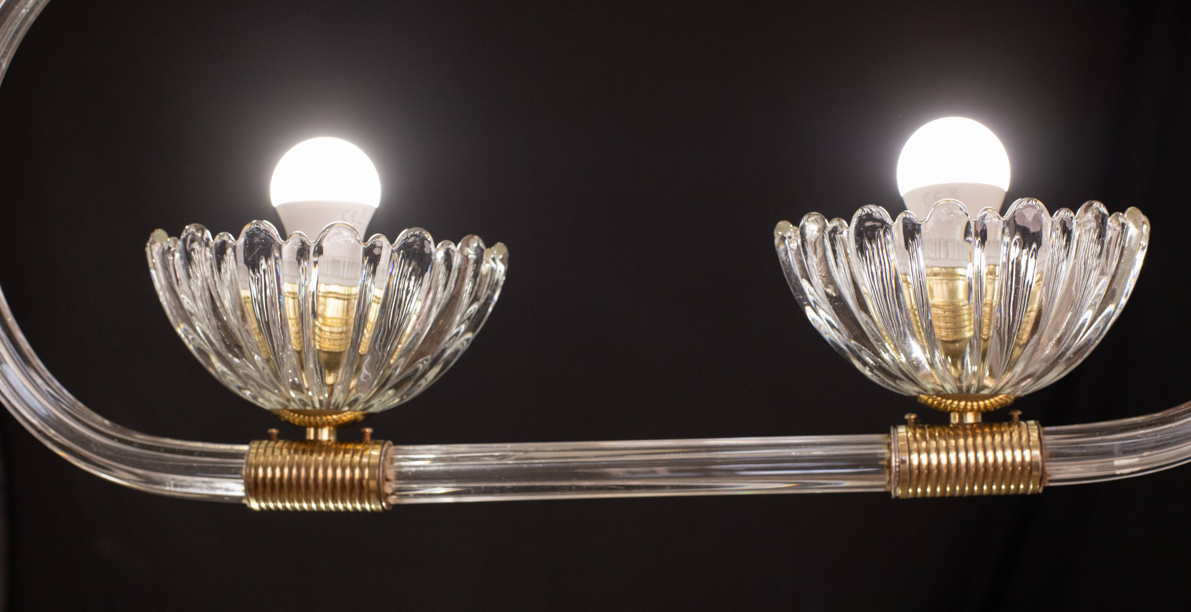 Extraordinary two-cup Art Deco candlestick by Barovier and Toso, 1940s