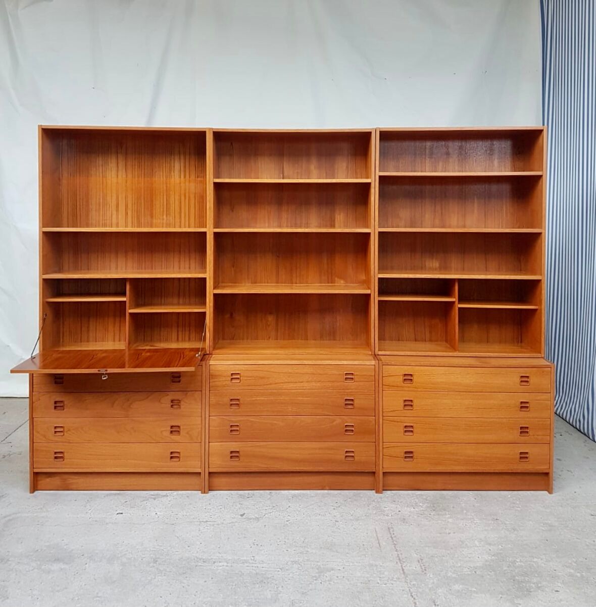 Vtg Mid Century Danish Wall Unit Bureau Room Divide Cabinet Drawers #660