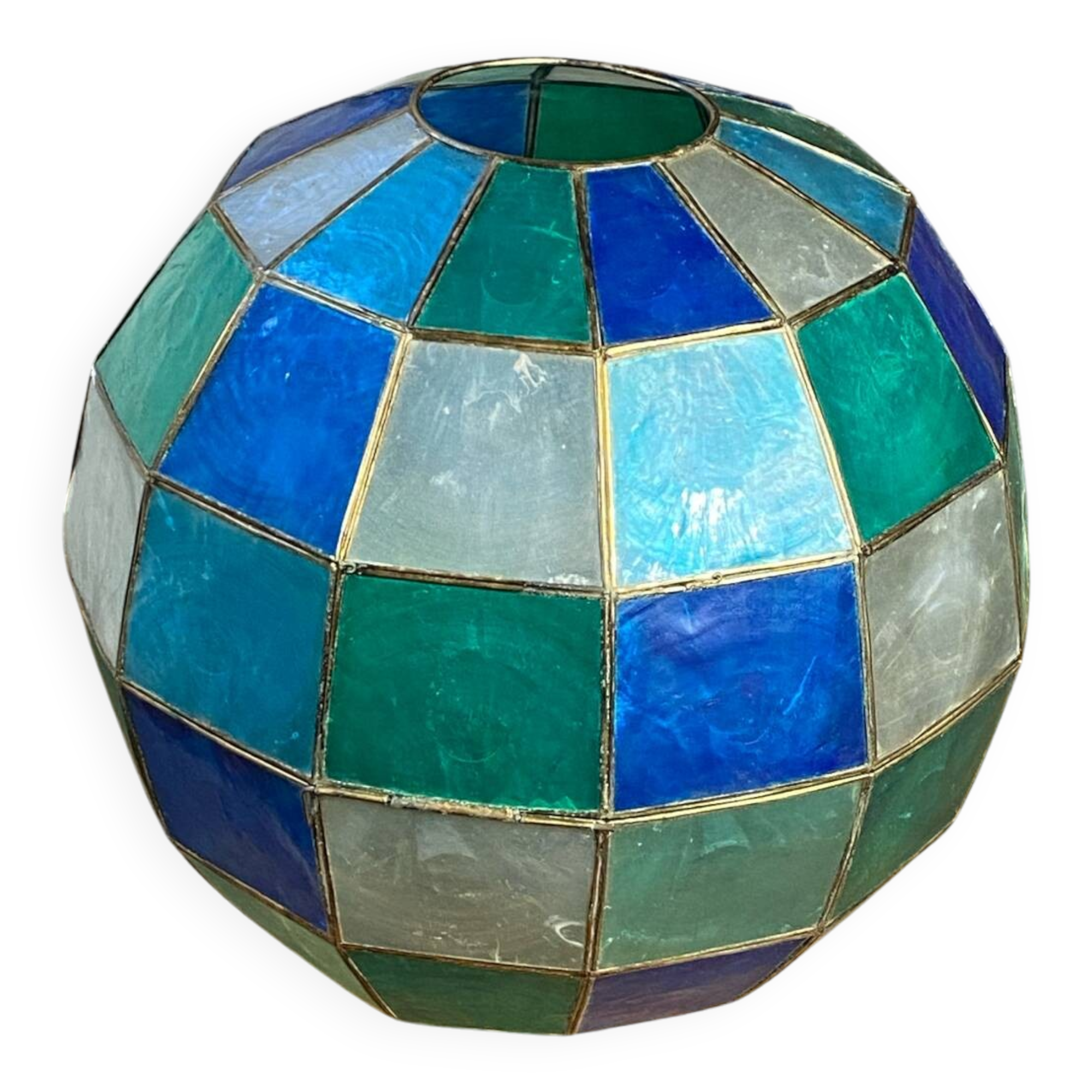 Suspension in coloured mother-of-pearl and brass