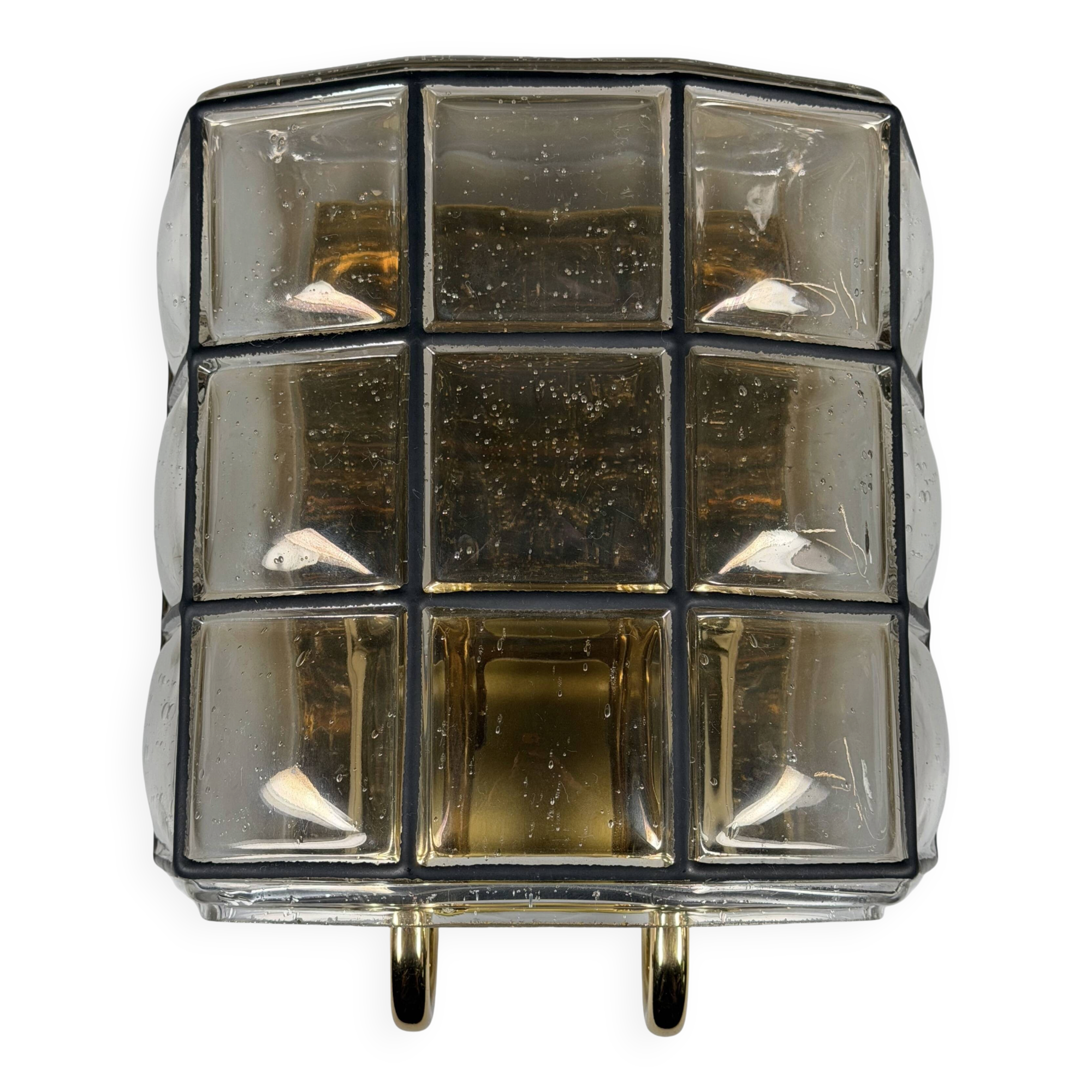 60s 70s Wall Lamp Wall Sconce Glashütte Limburg Germany Glass & Metal