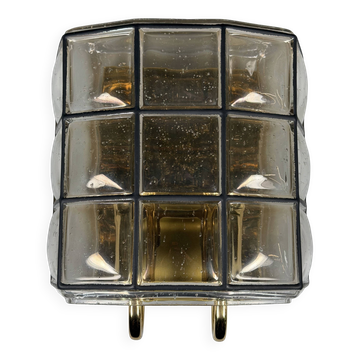 60s 70s Wall Lamp Wall Sconce Glashütte Limburg Germany Glass & Metal
