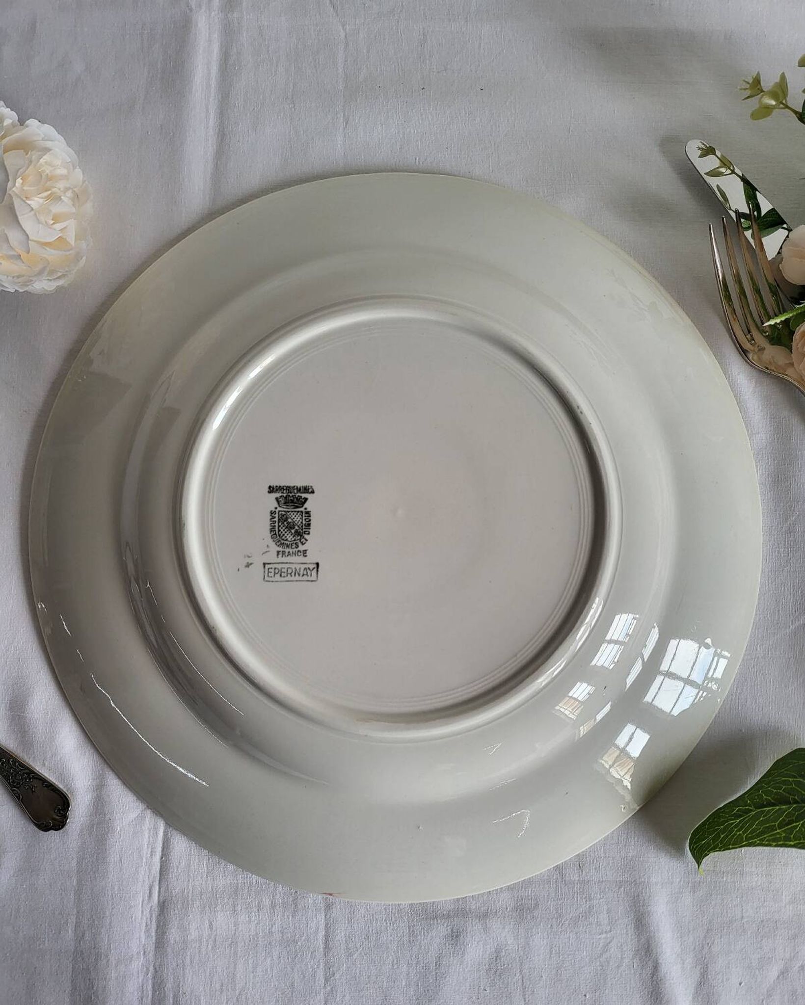 Grand plat rond de service sarreguemines modèle epernay