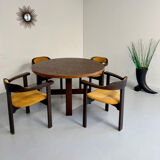Vintage marquetry wooden table designed by Dieter Waeckerlin for Idealheim an70.