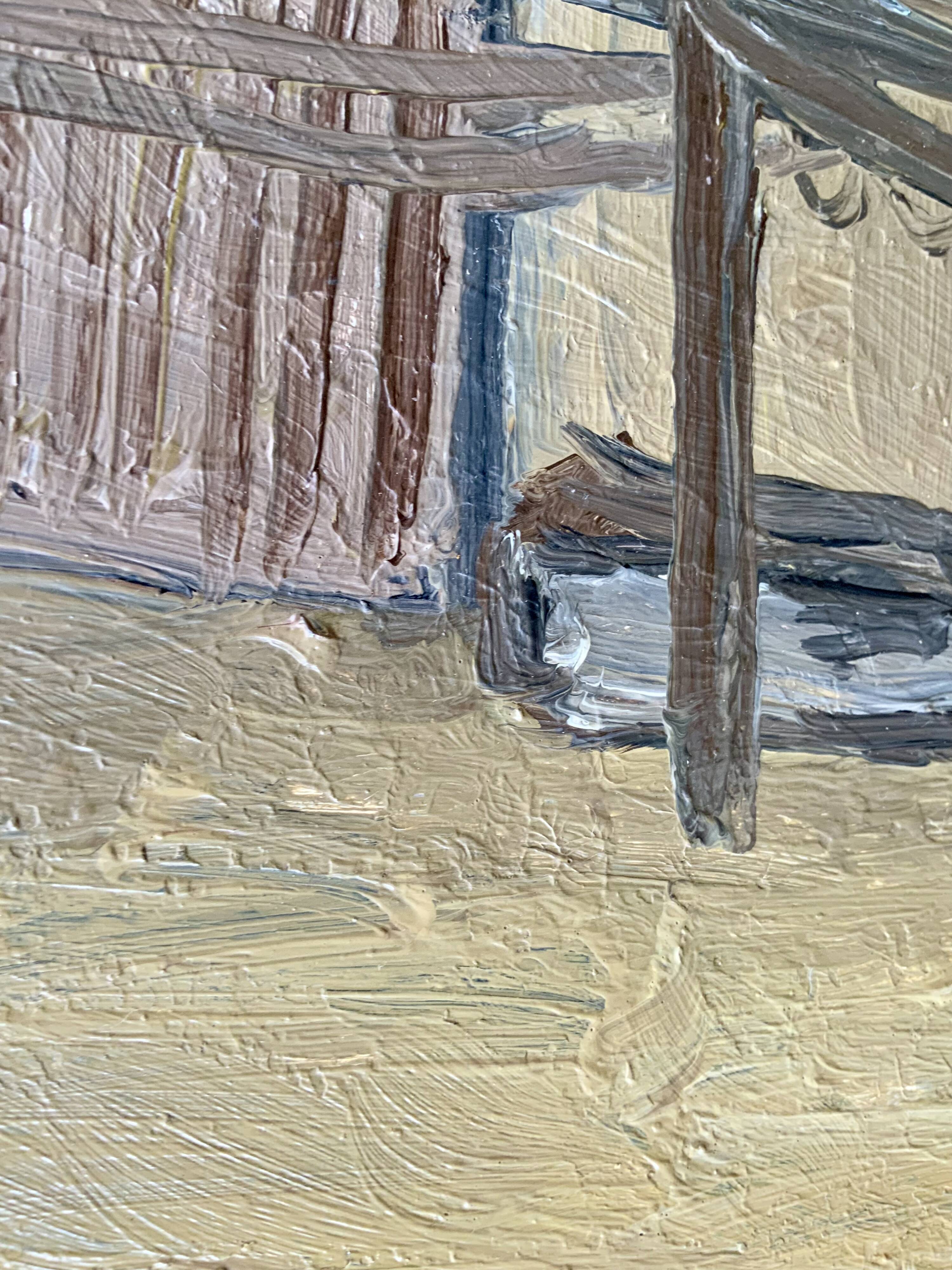 Modernism Mid-20th century Oil Painting Cityscape  by Thage Carlson 1960s