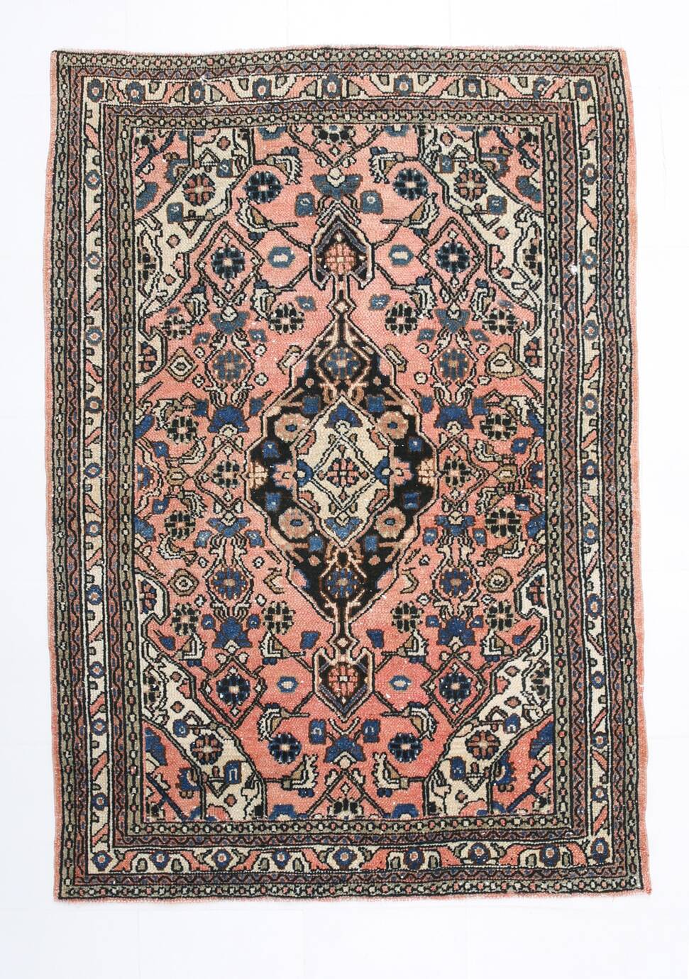 5x7 Peach Navy Blue Persian Area Rug, 142x209Cm