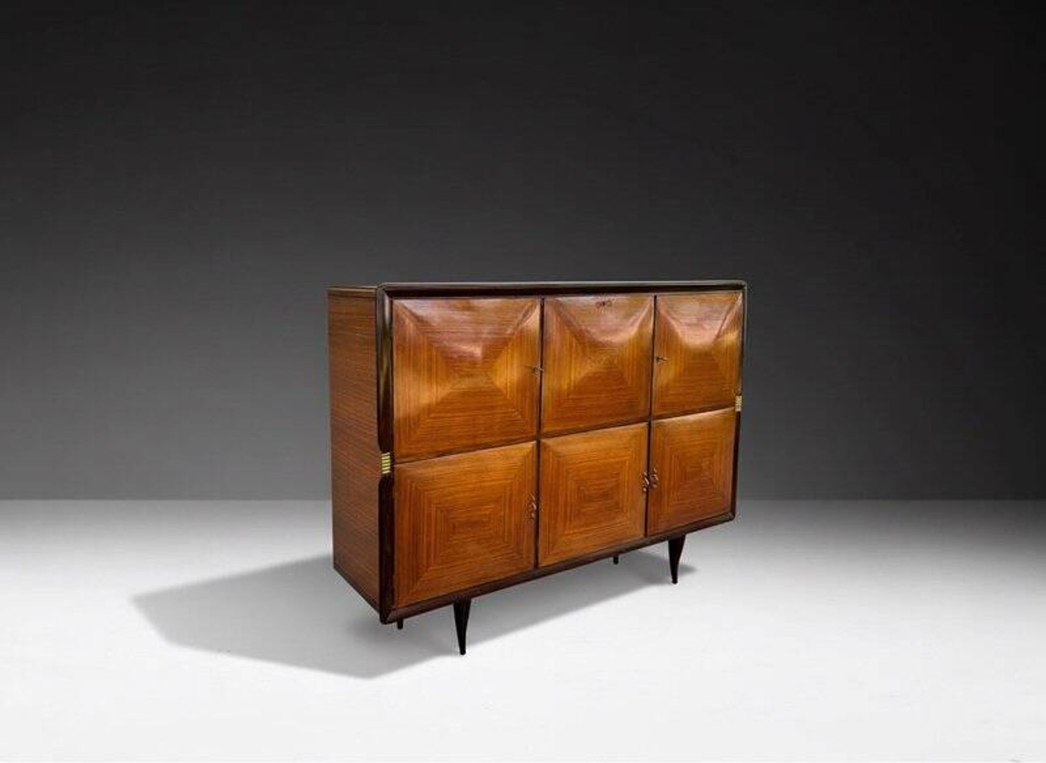 Mid-Century Sideboard in Wood and Brass, Italy, 1950s