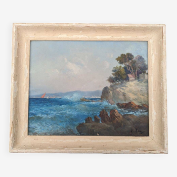 Oil on canvas, coastal landscape