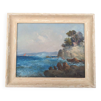Oil on canvas, coastal landscape
