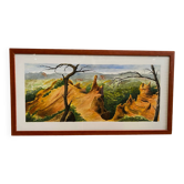 Old painting jean laville st germain roussillon + wooden frame
